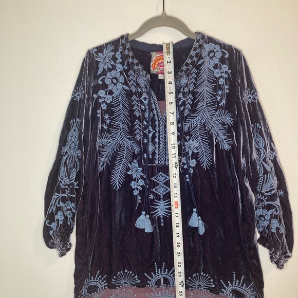 Johnny Was Dylan Velvet Double-tassel Blouse In Iridescent Blue - RARE - Small - Picture 16 of 16